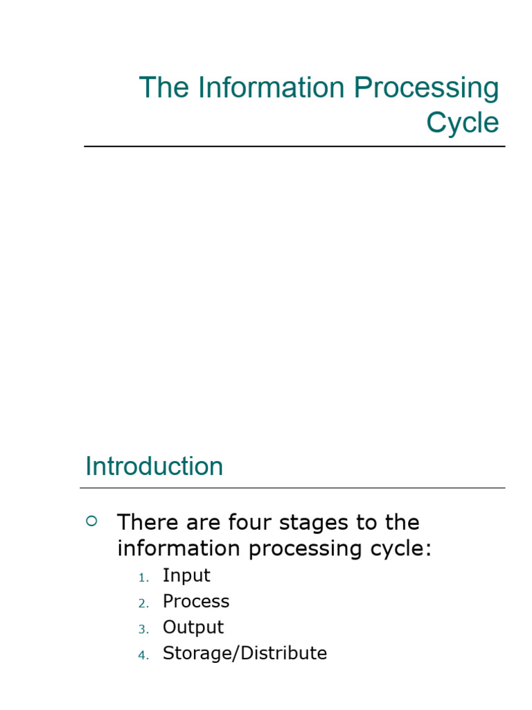Understanding the Information Processing Cycle | PDF | Input/Output ...
