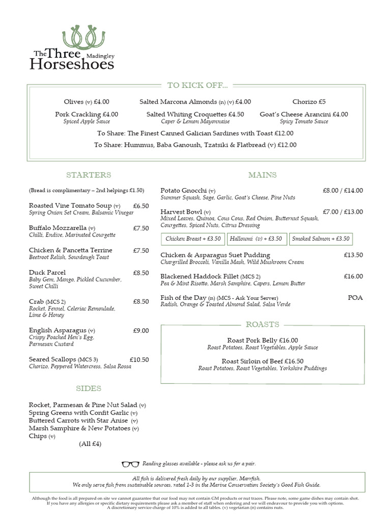 Menu Three-Horseshoes 1525775627 | PDF | Sauce | European Cuisine