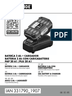Bateria 20v con Capacidad 2AH Parkside PAP20A1 para Equipos de la