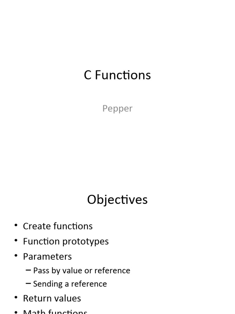 270 - 2 - C Functions - Pepper | PDF | Parameter (Computer Programming ...