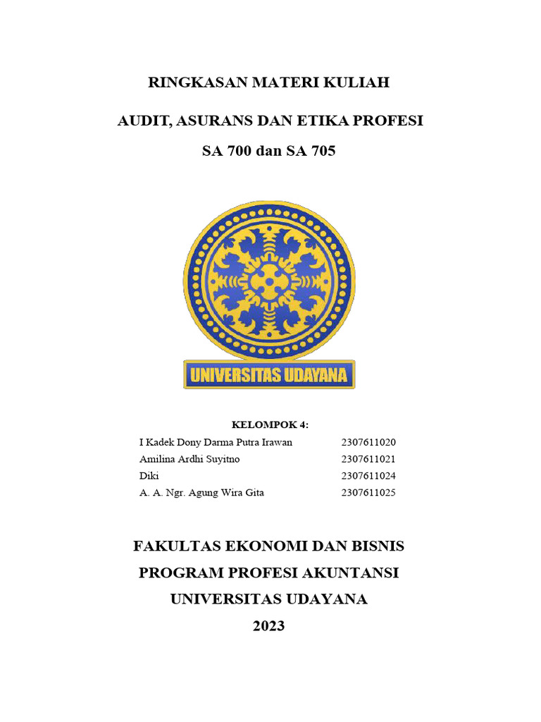Standar Audit SA 700 dan SA 705 | PDF