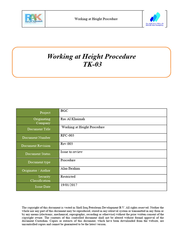 BGC - Working at Hight | PDF | Scaffolding | Personal Protective Equipment