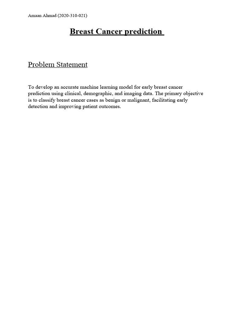 Breast Cancer Prediction Model Development | PDF | Machine Learning ...