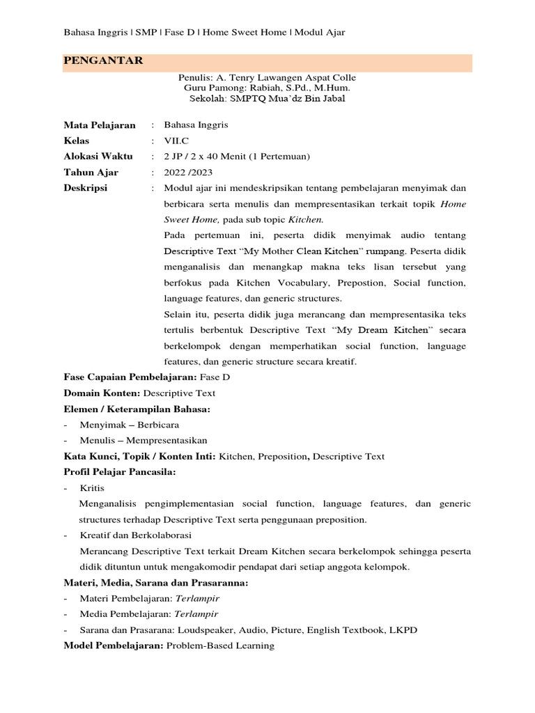 Modul Ajar | PDF | Karier & Perkembangan | Seni & Disiplin Bahasa