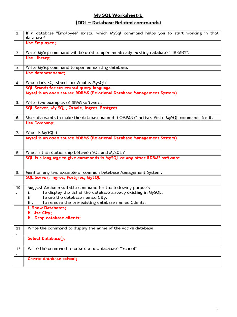 MySQL Commands for Database and Table Management | PDF | Databases ...