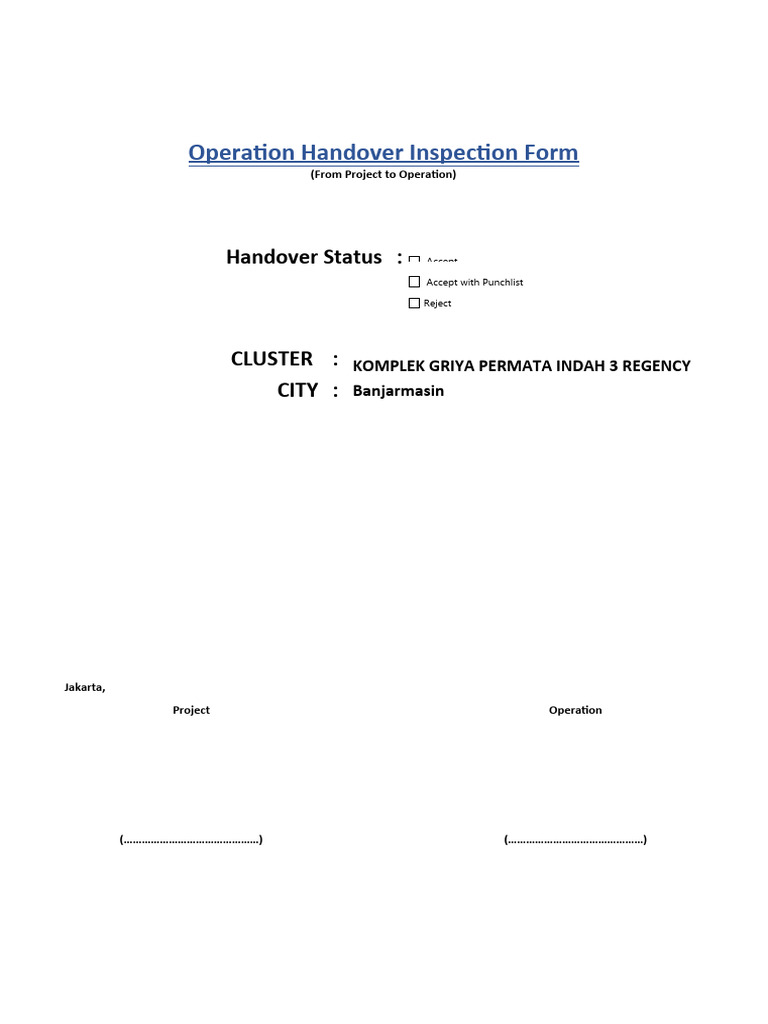 Handover Inspection for KK Aspal Services | PDF | Building Materials ...