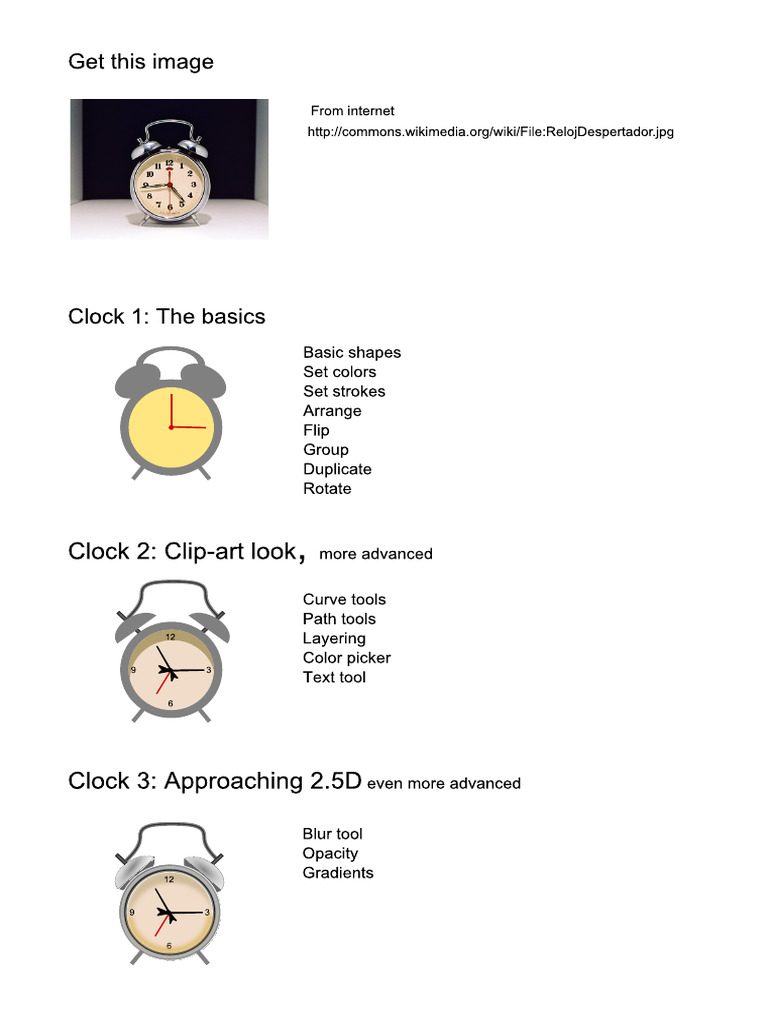 Clock Tutorial Instructions Inkscape | PDF