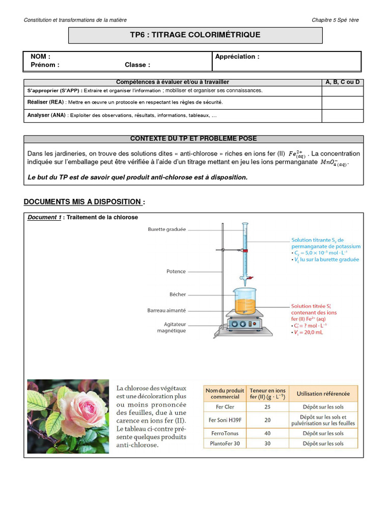 Protocole de titrage colorimétrique | PDF | Titrage | Chimie