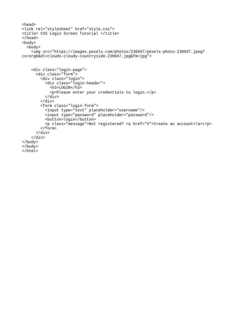 CSS Login Screen Guide | PDF