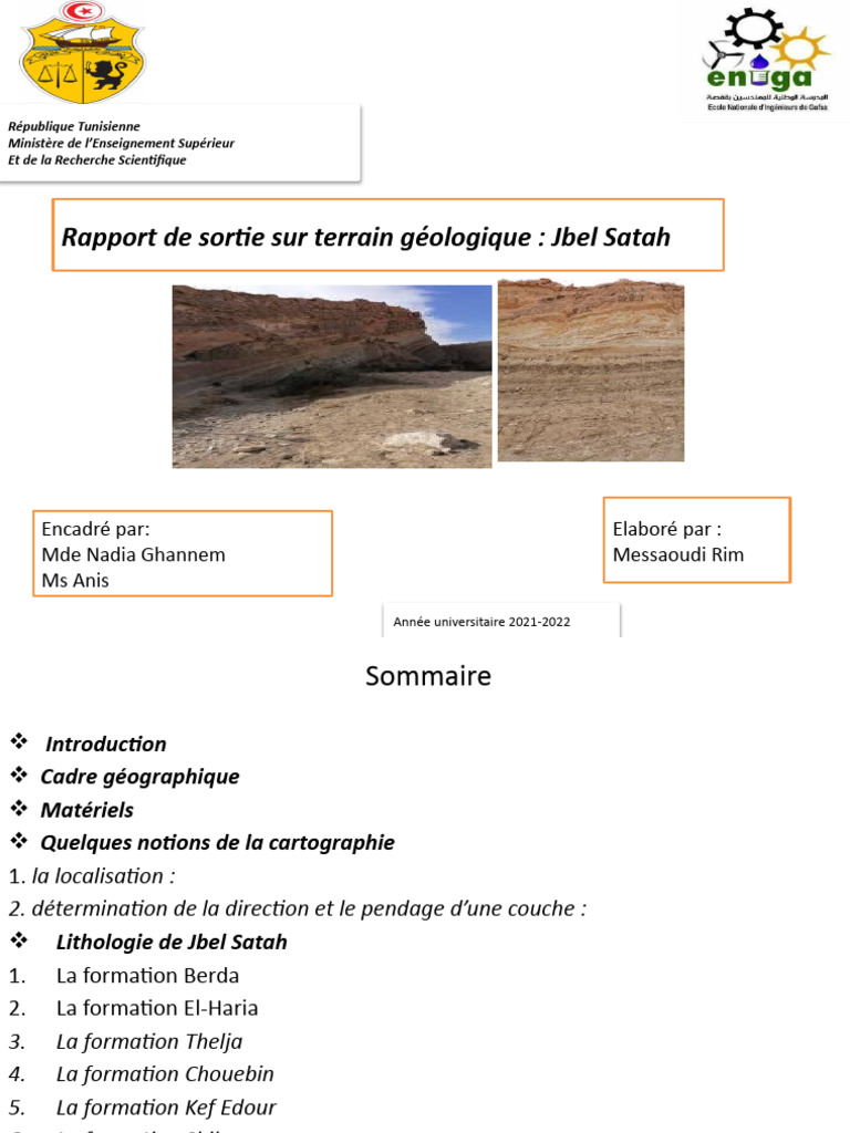 Rapport de Sortie Sur Terrain | PDF | Calcaire | Géologie
