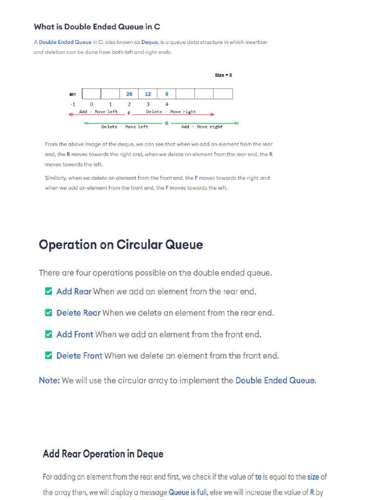 Double Ended Queue | PDF