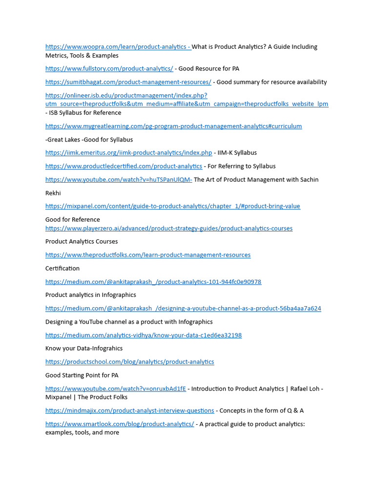 Product Analytics Overview and Resources | PDF | Analytics ...