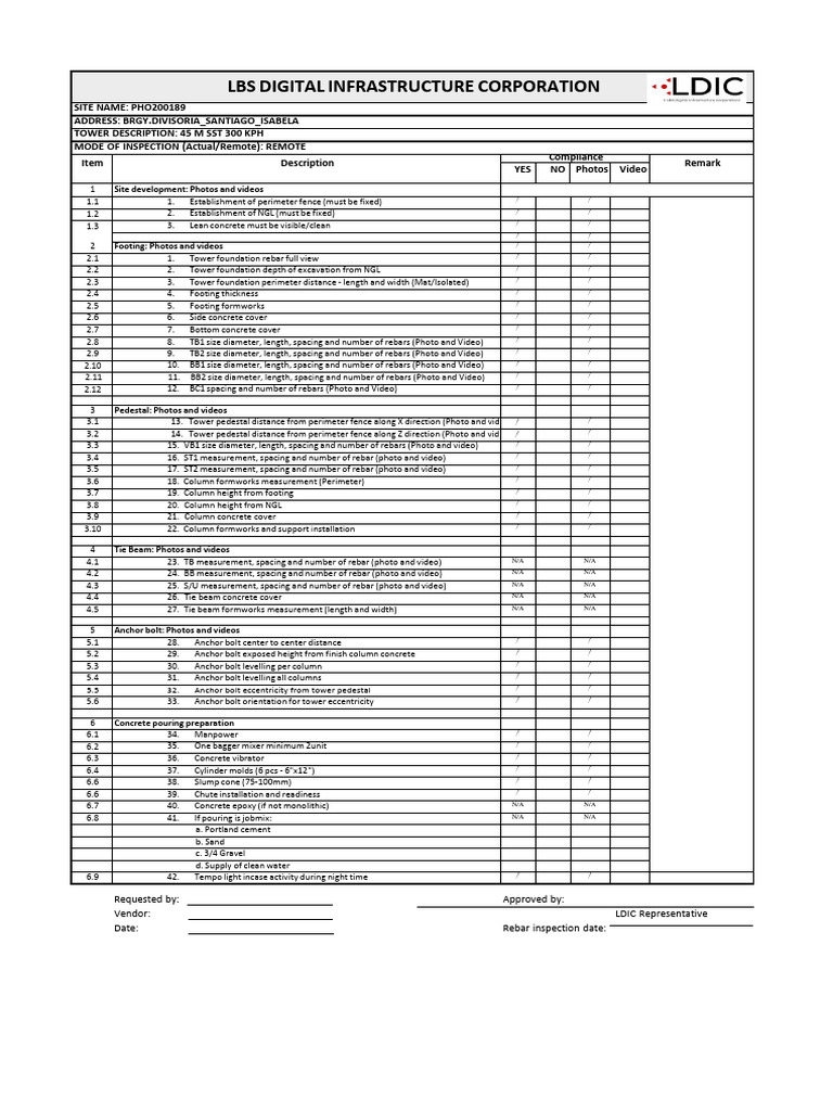 Ldic RebarInspectionChecklist PDF Concrete Building Engineering