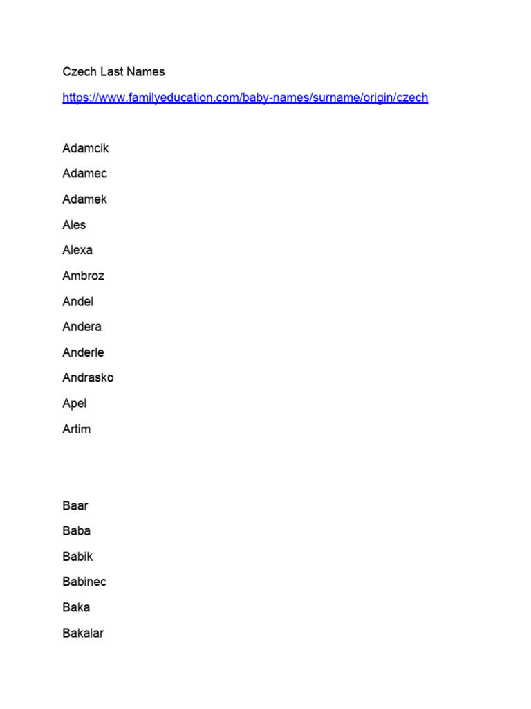 Common Czech Surnames List | PDF | Art | Religion & Spirituality