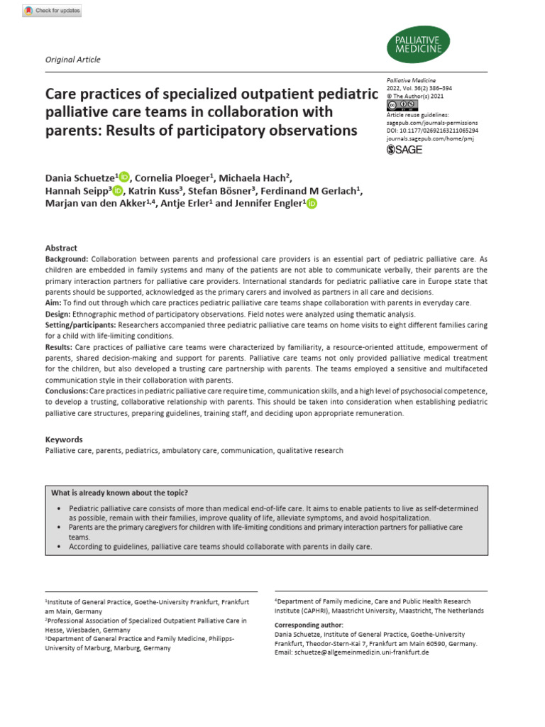 Pediatric Palliative Care: Parent Collaboration | PDF | Palliative Care ...