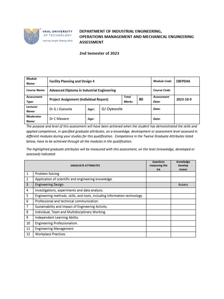 2023 - Individual FPD Project | PDF | Engineering | Industrial Engineering