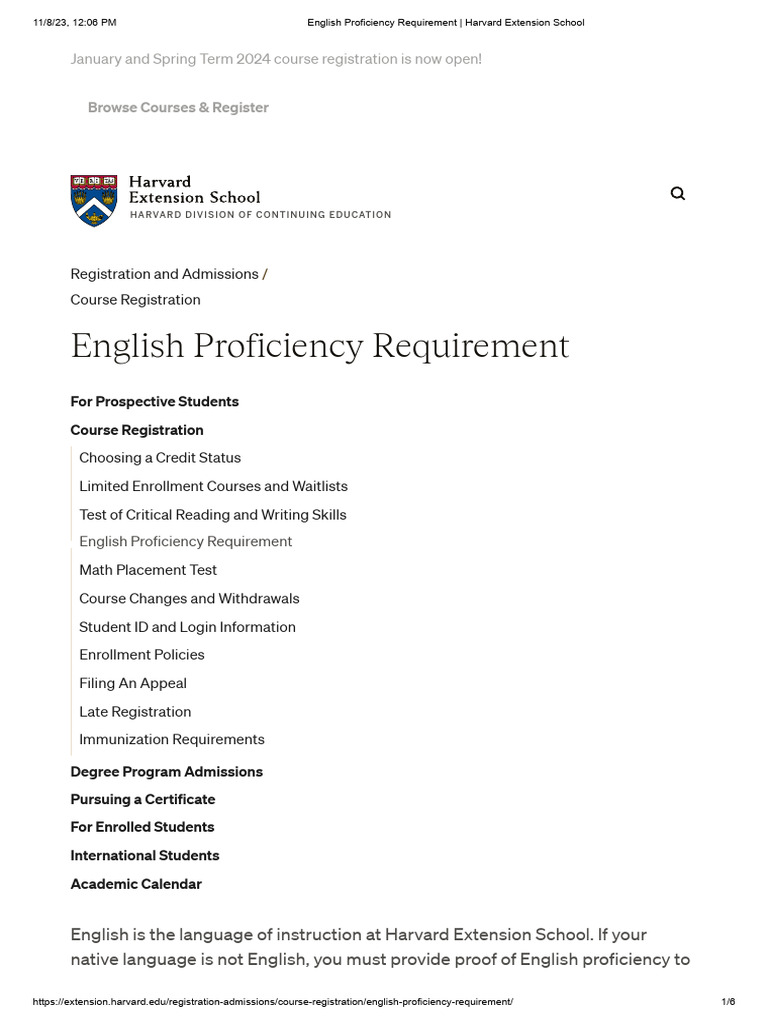 English Proficiency Requirement Harvard Extension School Download