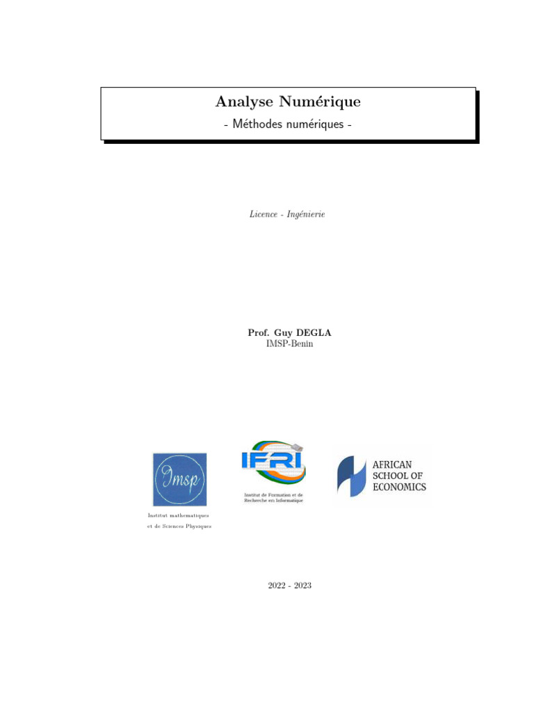 2022 2023 L2 Cours Analyse Numerique | PDF | Théorie de la complexité ...