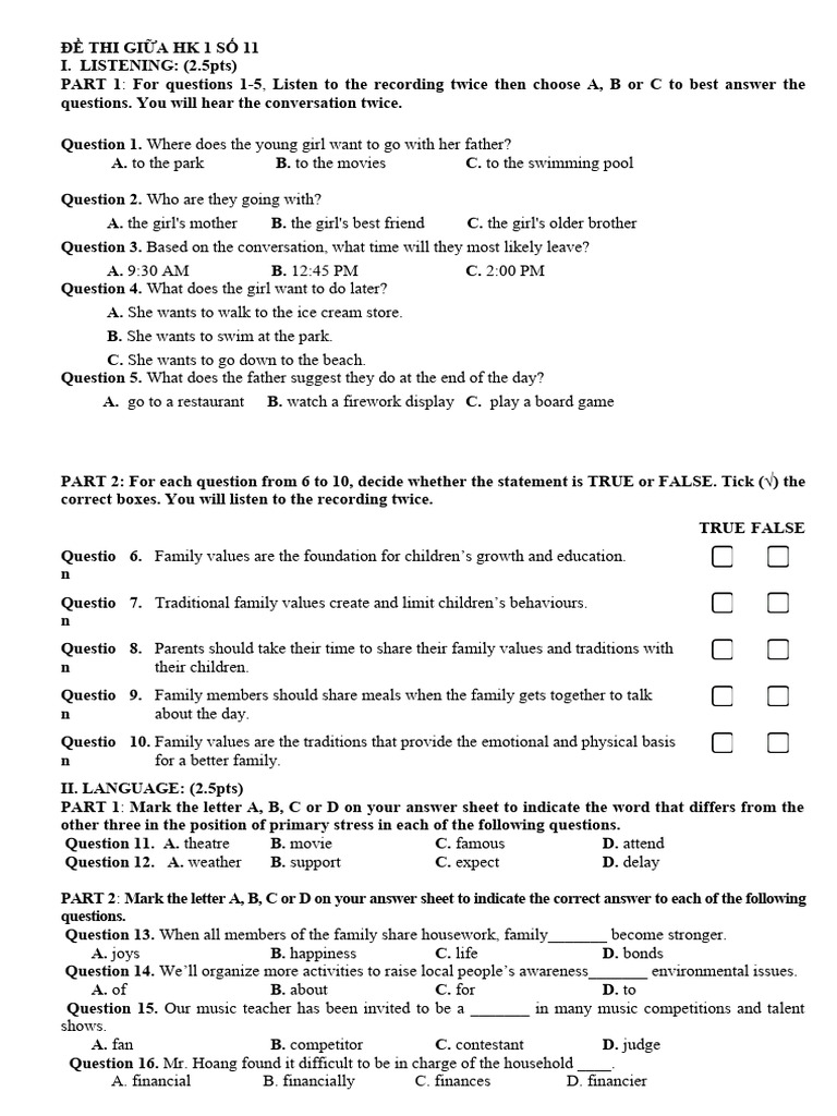Listening and Language Test Sample | PDF | Adele