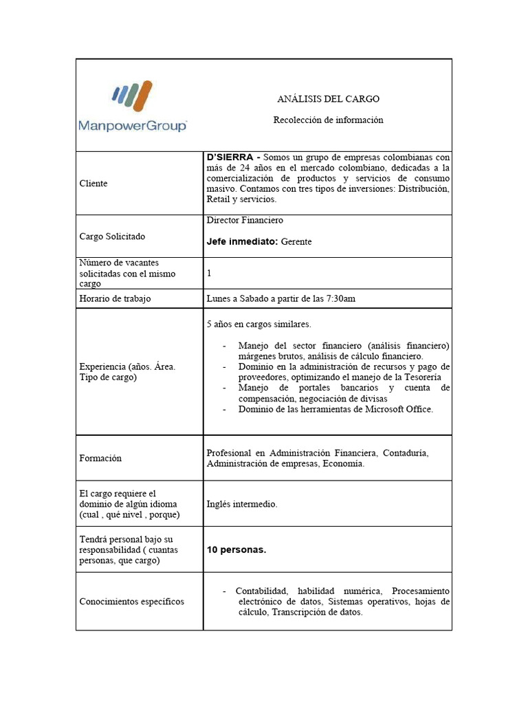 Job Description D'sierra PDF Business Supermercado