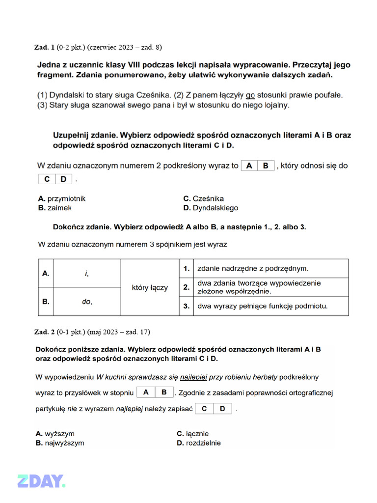 Podrecznik J Polski Klasa 8 Zadania J. Polski | PDF