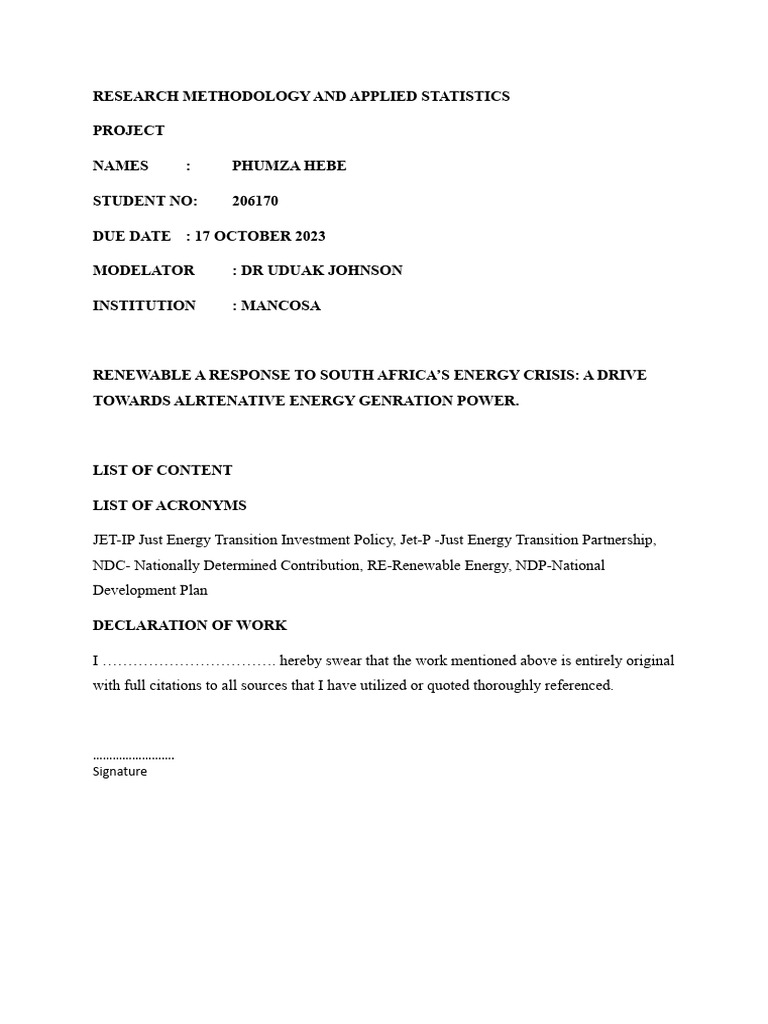 Research Methodology Project Pdf Fossil Fuels Climate Change