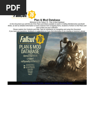 Fallout 76 Plan &amp; Mod Database | PDF | Shotgun | Armour