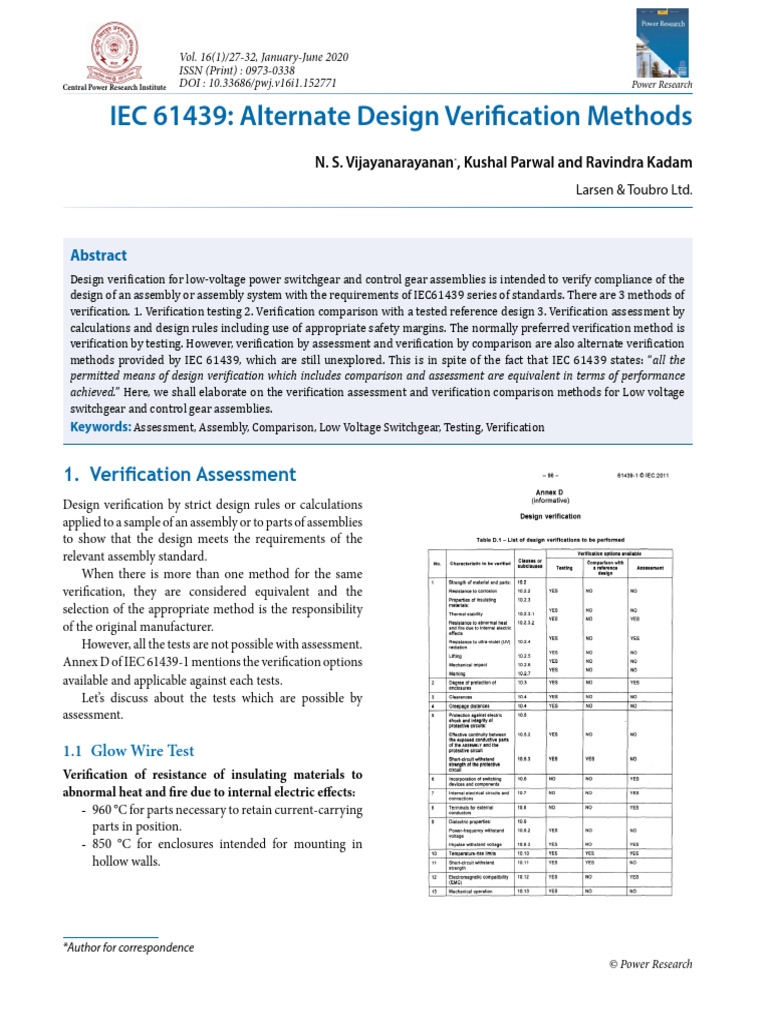 IEC 61439 Design Verification Methods | PDF | Electrical Conductor ...