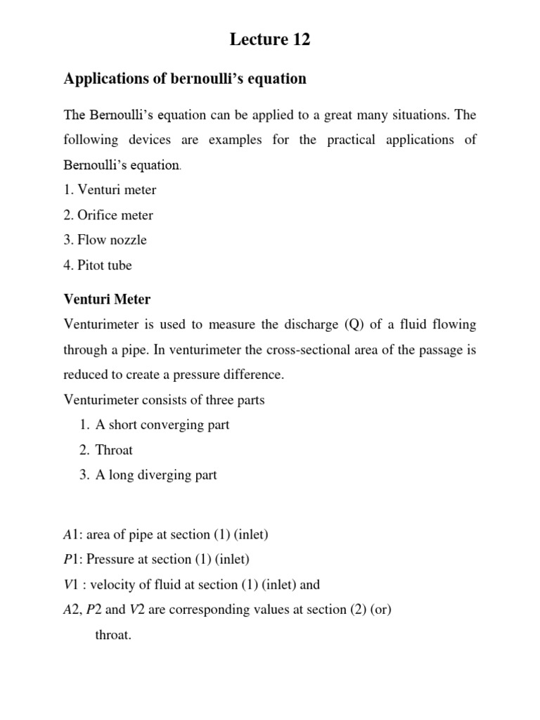 Application Of Bernoulli Pdf