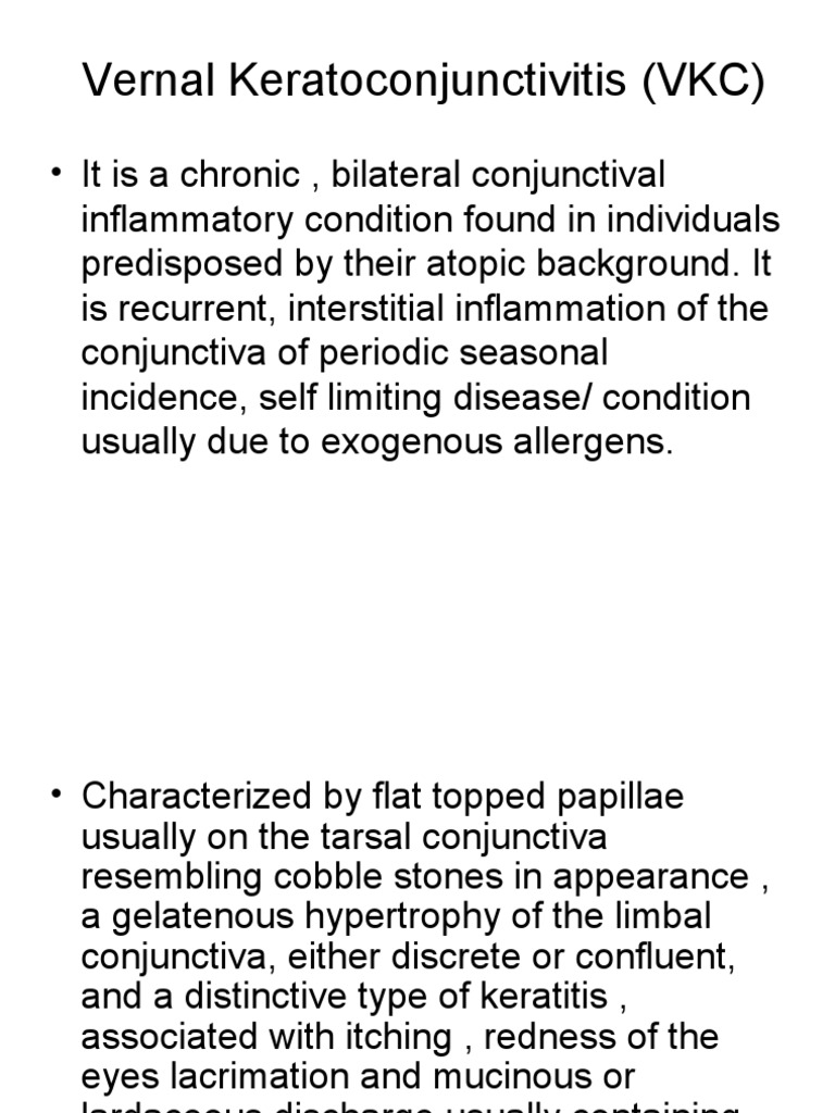 Overview of Vernal Keratoconjunctivitis | PDF | Cornea | Allergy