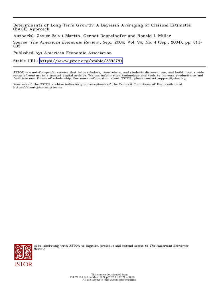 Determinants of Long-Term Growth - A Bayesian Averaginng of Classical ...