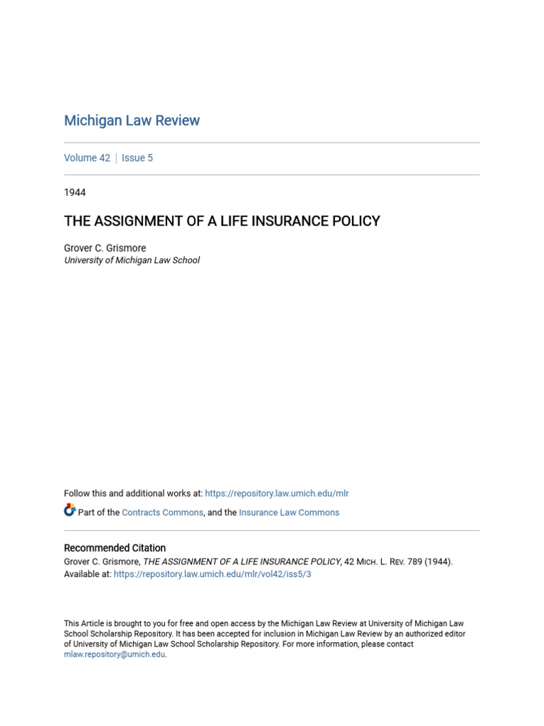 Life Insurance Policy Assignment Issues | PDF | Insurance | Mortgage Law
