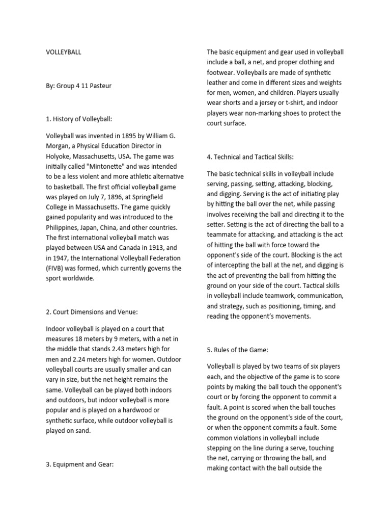 Volleyball Pdf Volleyball Sports