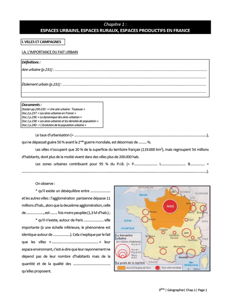 Espaces urbains et ruraux en France | PDF | Tourisme | Agriculture