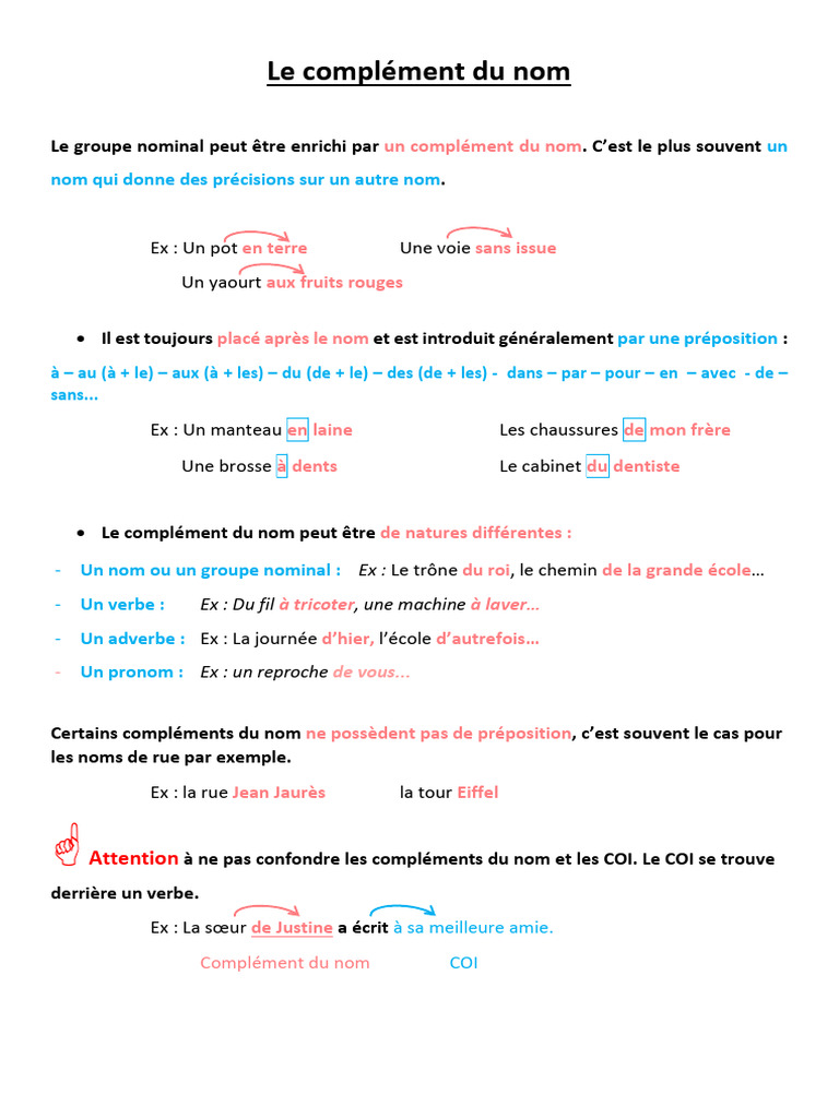 Compléments du nom en français | PDF | Arts du langage et discipline