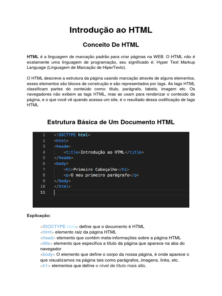 Introdução Ao HTML-1 | PDF | Html | Rede mundial de computadores