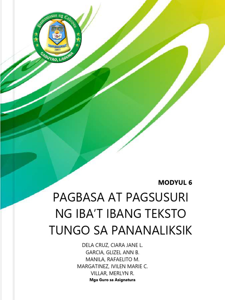 Pagbasa At Pagsusuri Pnc Shs Modyul 6 Pdf