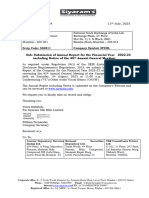 Sub: Submission of Annual Report For The Financial Year 2022-23 Including Notice of The 45 Annual General Meeting