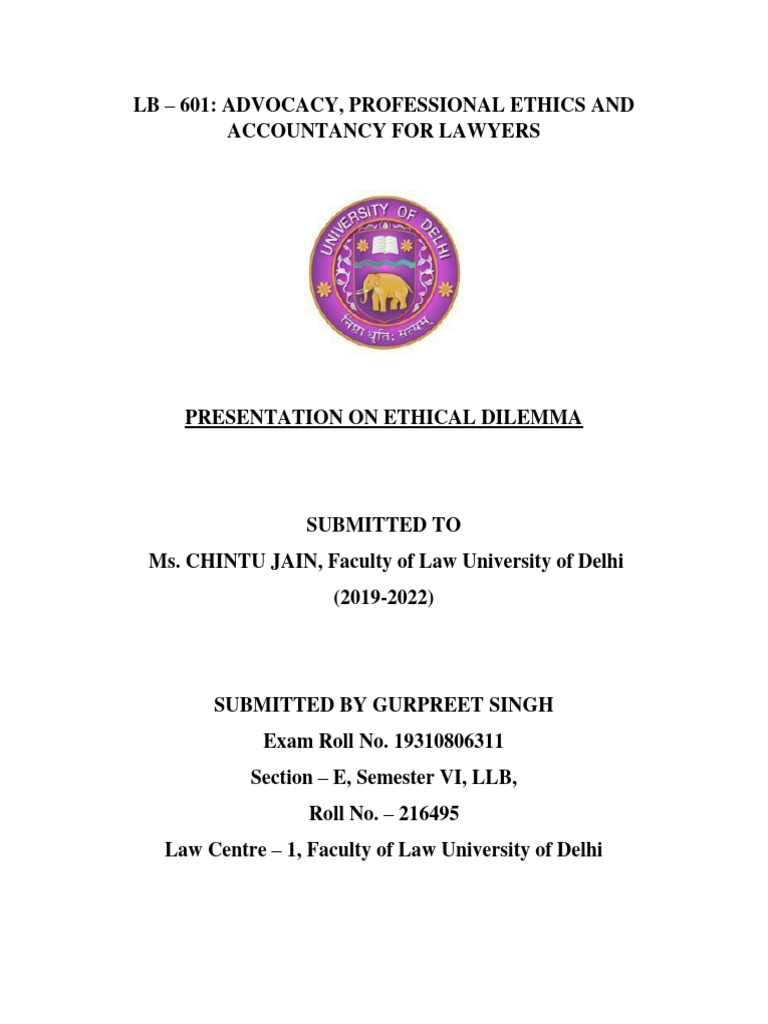 Ethical Dilemma PDF Advocate Lawyer