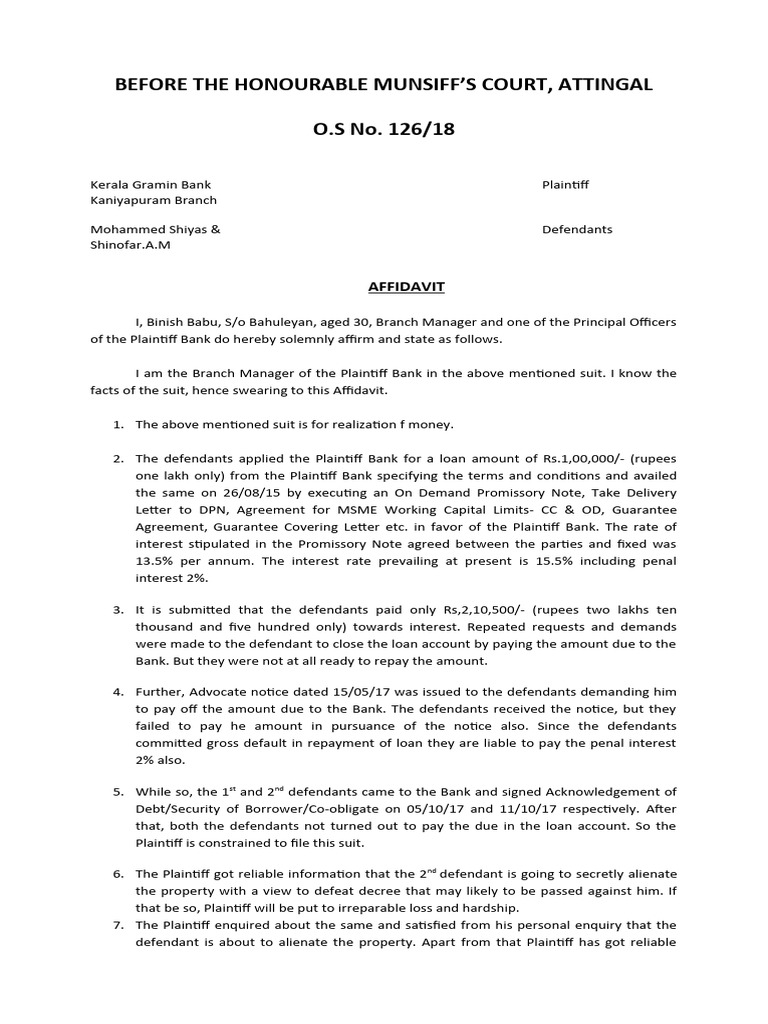 Affidavit Pdf Interest Lawsuit