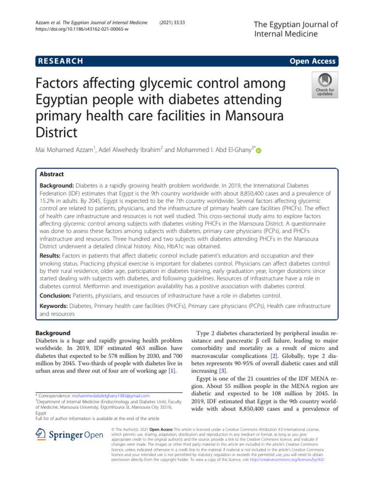 Factors Affecting Glycemic Control Among | PDF | Diabetes Management ...