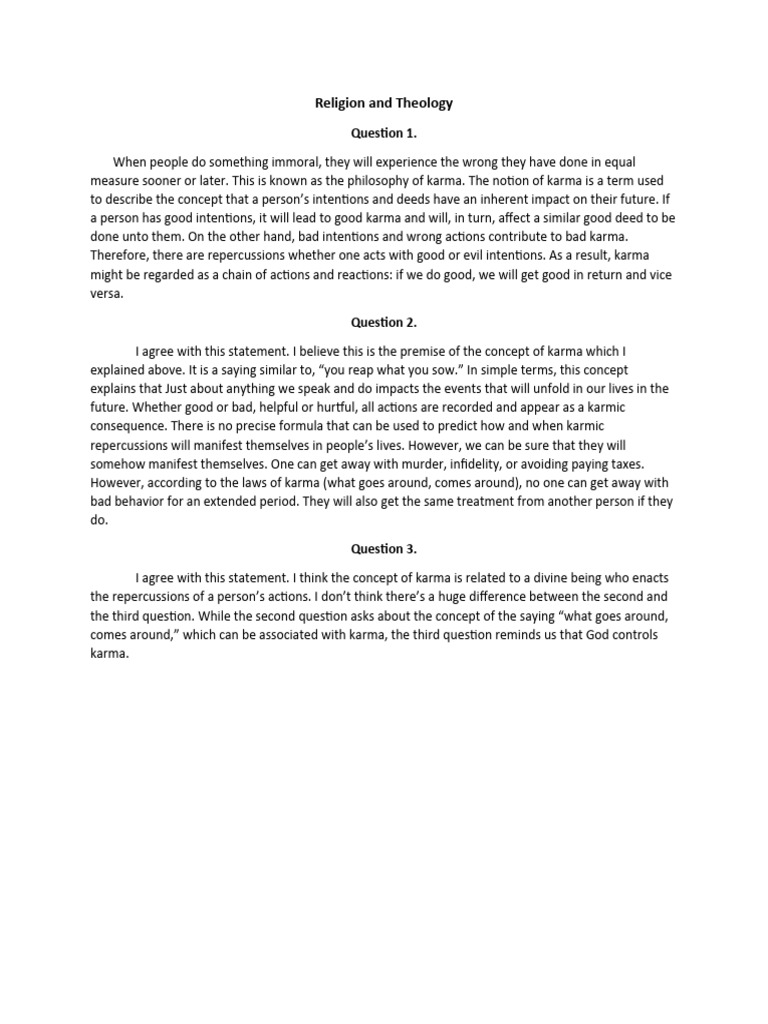 Religious Beliefs Questions PDF