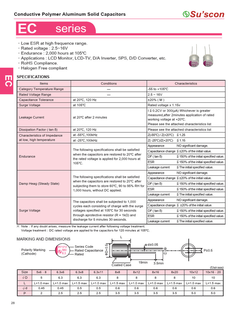 Series Conductive Polymer Aluminum Solid Capacitors Pdf Capacitor
