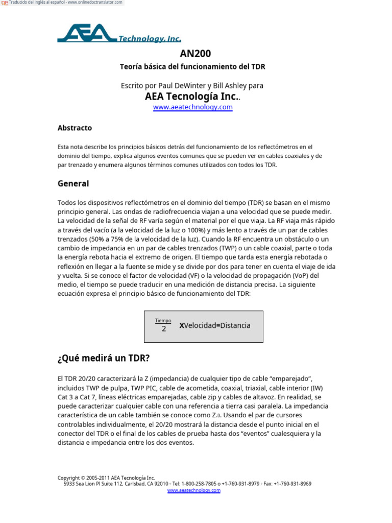 An200 basic theory of tdr operation en es pdf cable coaxial