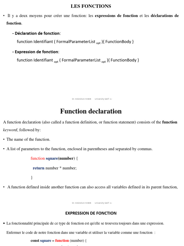 Création et types de fonctions en JavaScript | PDF | JavaScript ...