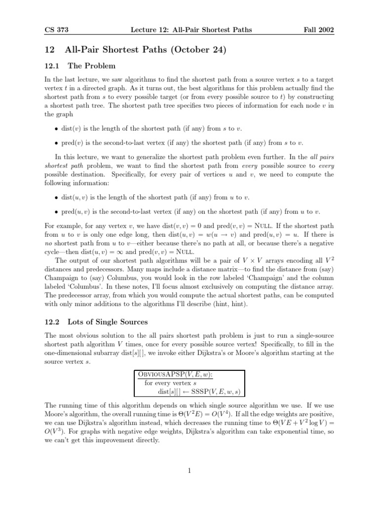 12 apsp pdf matrix mathematics discrete mathematics