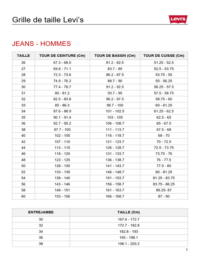 Jean Slim Denim Levis Taille 24 Correspondance Taille Jean Levis