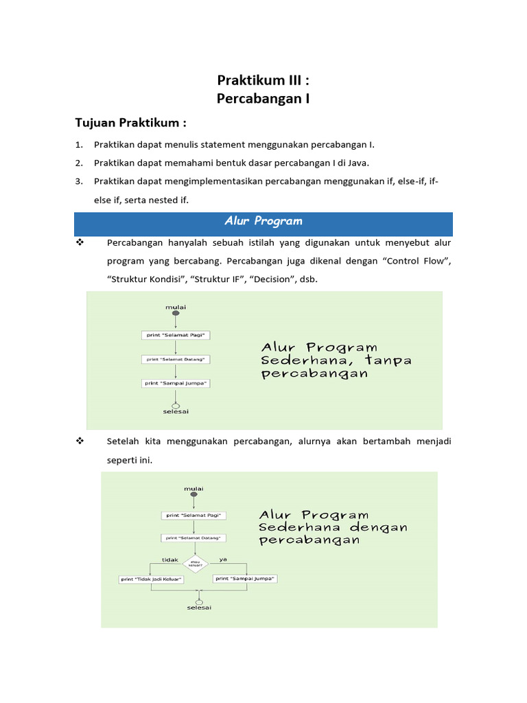 Panduan Lengkap Percabangan Java | PDF