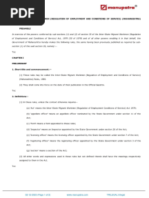 Maharashtra - The Inter-State Migrant Workmen (Regulation of Employment and Conditions of Service) (Maharashtra) Rules, 1985