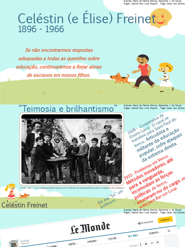 Legado de Célestin Freinet na Educação | PDF | Pedagogia | Aprendizado